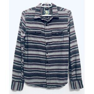 Modern Amusement Mens Small Horizontal Stripe Button Up Shirt Southwestern Aztec